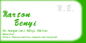marton benyi business card